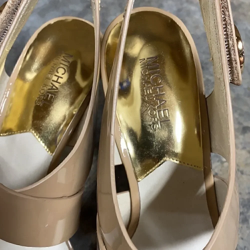 Michael Kors Nude Patent Joselle Open Toe Pump